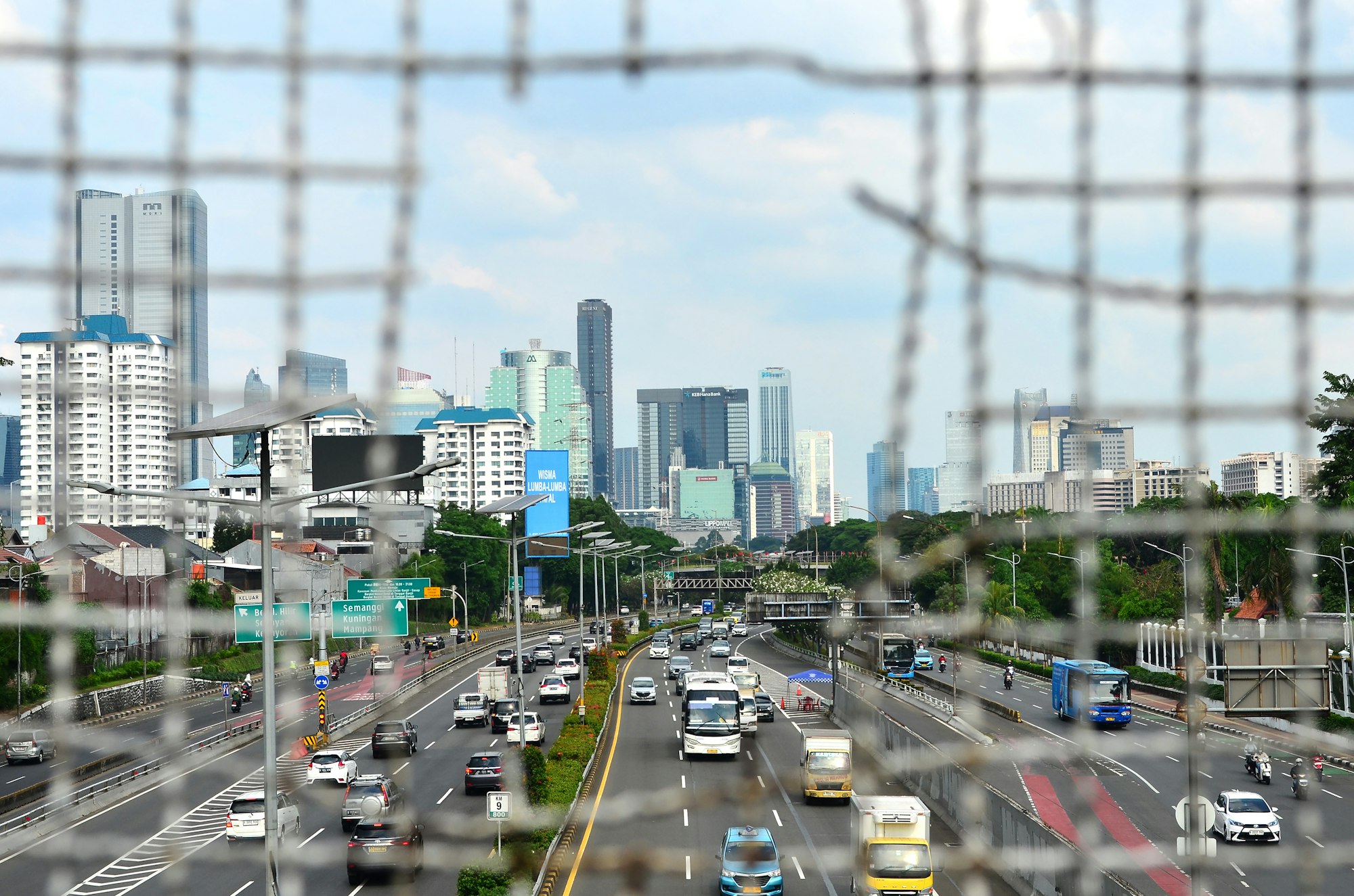 Jakarta skyline with national capital buildings and construction activity